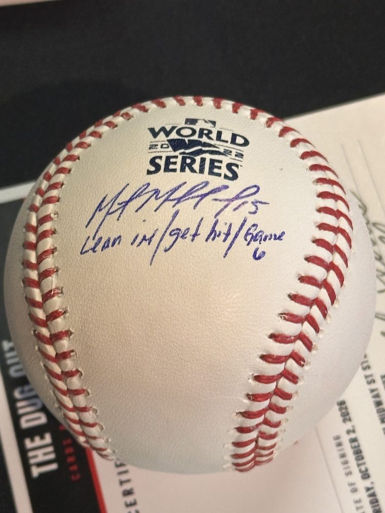 World Series baseball with a signature and inscription